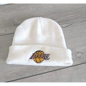 LAKERS Los Angeles LA NBA White Beanie by Apollo Made In USA One Size Fit All